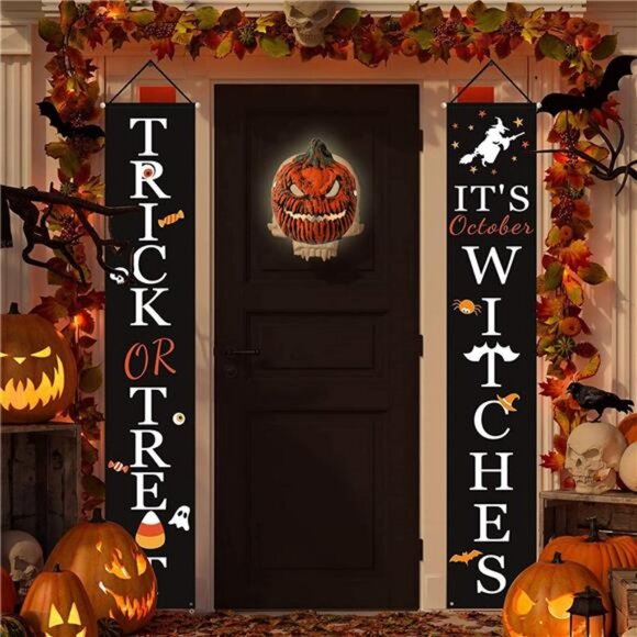 Halloween Decor Outdoor Pumpkin Porch Light Covers, 2 Pcs Halloween Porch Light - Picture 5 of 7